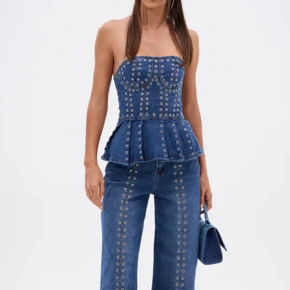 New Akira SOFIA DENIM CORSET WITH GROMMET